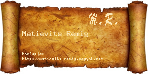 Matievits Remig névjegykártya